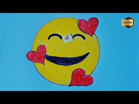 How to Draw a Cute Smiling Face with Hearts | Drawing emoji