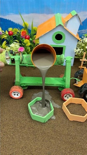 Real Working DIY Construction Machine Mini Tractor Making Cement Pillar 🔥 #construction