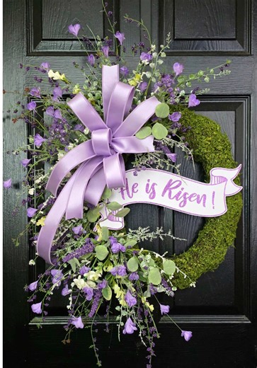 Faith filled and fresh for spring, this wreath brings such peace and beauty. Grab your supplies from The Wreath Shop and create your own. Happy crafting! 💐✝️ ✨ ✨ #wreath #faith #heisrisen #spring #easter