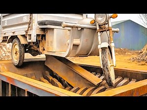 Most Giant Shredder Destroying Big Vehicle and Tires! Extreme Metal Shredder Machine
