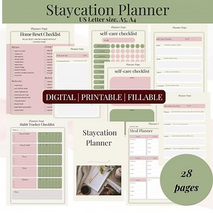 Staycation Planner | Weekend Getaway at Home | Self-care Checklist & Journal Pages | Downloadable Vacation Planner | - Etsy