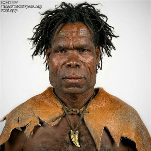 Facial reconstruction of a 11,250-year-old man from Nigeria The Iwo Eleru rock shelter in Nigeria, excavated in 1965, yielded over 500,000 Late Stone Age artifacts and radiocarbon dates ranging from ~15,000 to 9250 BC. A poorly preserved, tightly contracted human skeleton was found in undisturbed layers. The skull is long and low, with moderate brow ridges, a sloping forehead, and relatively flat nasal features. Despite some post-mortem distortion and reconstruction, its overall shape appears re