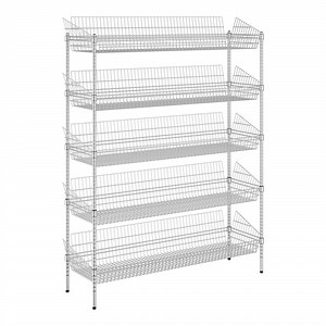 Regency 18" x 60" x 74" NSF Chrome Stationary 5 Basket Retail Storage Display Stand