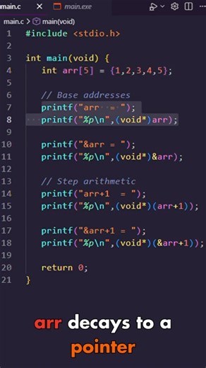 WHY arr AND &arr Are NOT The Same in C! 🤯 #shorts