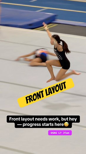 Front layout… kinda tried 😅#GymnastLife #GymnastProblems #FloorRoutine #TumbleFail
