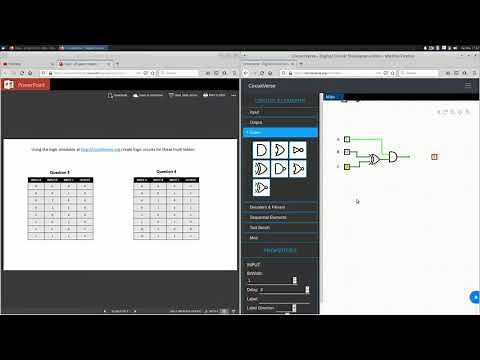 Using CircuitVerse to make simple logic circuits.