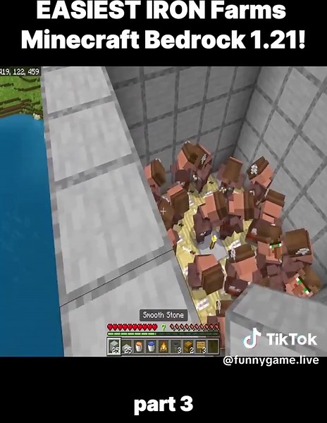 BEST IRON Farms Minecraft Bedrock 1.21! (400 _H) P3 #minecraft #fyp #gaming