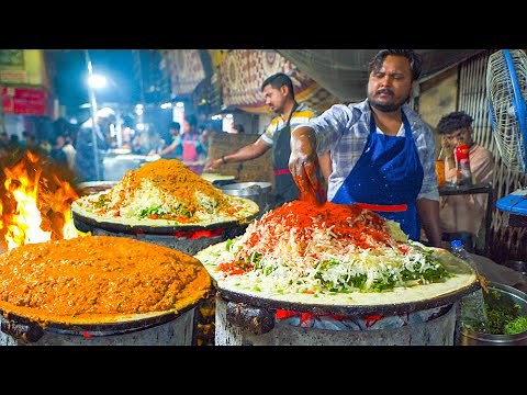 Indian Street Food in Ahmedabad, India - EXTREME DOSA + VEG STREET FOOD at Manek Chowk Night Market!