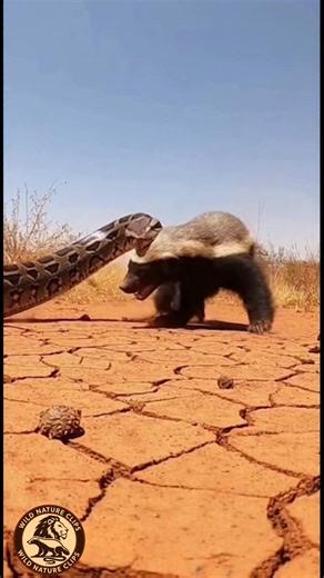 The python strikes with surgical precision, locking its jaws onto the honey badger’s skull. #honeybadger #wildlife #nature #python #animals #survival | Wild Nature Clips