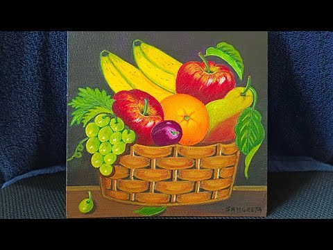 Fruit Basket l Easy Step by Step Acrylic Painting For Beginners l Realistic Still Life
