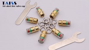 Taiss 4Pcs Air Alert tire Valve Cap 3 Color Eye Alert Tire Pressure Monitor Valve Stem Cap Tyre Sensor Indicator with Open-Ended Wrench+nut F-M-099