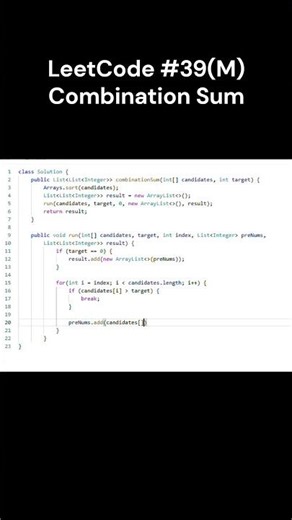 LeetCode #39(M) Combination Sum #java #shorts #JoeAndChill