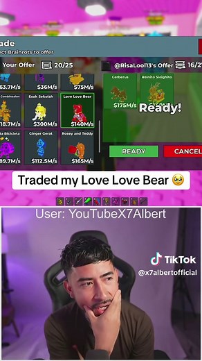 Traded my Love Love Bear 🥹 #roblox #stealabrainrot | love love bear