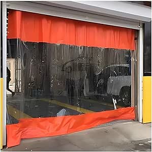 Garage Divider Curtains, Industrial Vinyl Panels Waterproof Curtains with Eyelets, Warehouse Divider Curtain Wall, Quick Rolling and Easy to Clean, Divide Work Areas Quickly(Orange,3x2.8m/9.8x9.2in)