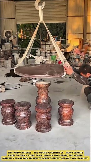 Lifting and Positioning Heavy Stone Tabletops – Good Tools and Machinery in Daily Work