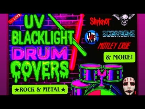 #DRUM COVERS on BLACKLIGHT GLOW KIT! ALL GENRES&Era 60s 70s 80s 90s 00s 10s+ 🎵 SHUFFLED SONGS