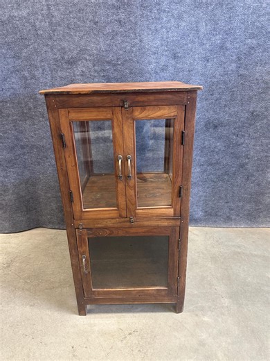 Solid Reclaimed Wood & Glass Display Cabinet With Multiple Shelves - Fisherman Chic - Etsy