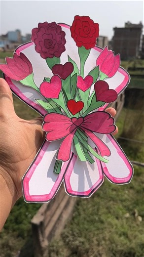 Easy Paper Flower Bouquet Card 🌸 DIY Cute Gift Idea | Handmade Card #shorts