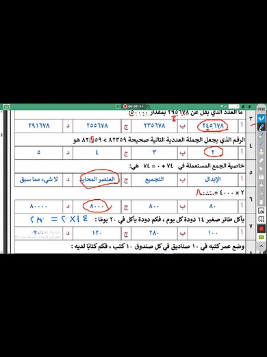 مراجعة نهائية رياضيات رابع ابتدائي الفصل الدراسي الاول