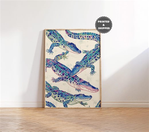 Colorful Alligator Pop Art Print: Maximalist Eclectic Wall Decor, Neon College Dorm Y2K Modern Bold Animal Poster, Printed and Shipped - Etsy