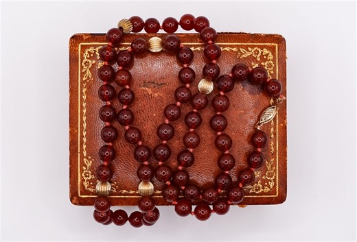 14k Gold Filled and Carnelian Beaded Necklace (24.25 Inch) - Etsy