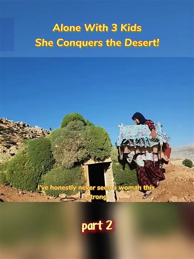 Alone With 3 Kids, She Conquers the Desert!#BuiltDifferent #FromScratch #SurvivalLife #DesertLiving #MomGoals