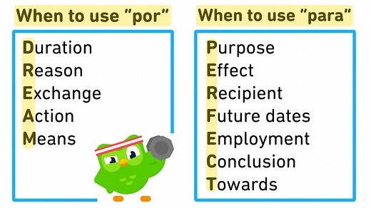 When to use “por” vs “para”