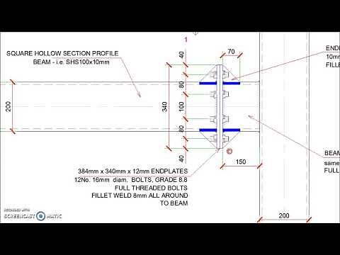 SHS Beam Column Endplate Moment Connection Detail