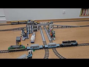 Lego Maersk 10219 with 60198 on bridge and passenger trains below 🚆🌉