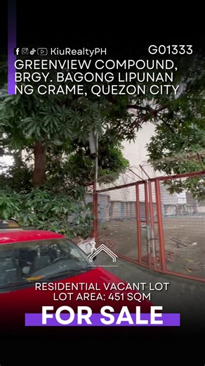 Greenview Compound, Brgy. Bagong Lipunan ng Crame, Quezon City FOR SALE G01333 =========== Residential Vacant Lot Lot Area: 451 sqm Orientation Facing: East Clean Tile under Individual Zoning Classification: R2 Direct to owner 💎 Send us a PM if interested. ======== Leslie (Luxe Realty) Under PRC No. 32944 #KiuRealtyPh #Greenview #Crame