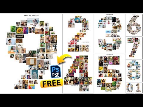 0–9 Number Photo Collage Template Psd Free Download | Birthday collage PSD | dgmockup