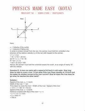 Motion in a plane solved exercise; relative motion; velocity components of projectile motion; vector