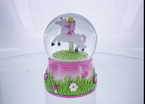 Unicorn Carousel with Fairy Musical Water Snow Globe