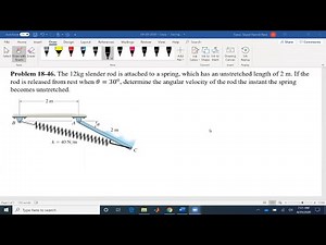 Dynamics Example 18 46: Conservation of energy for rod connected to a spring