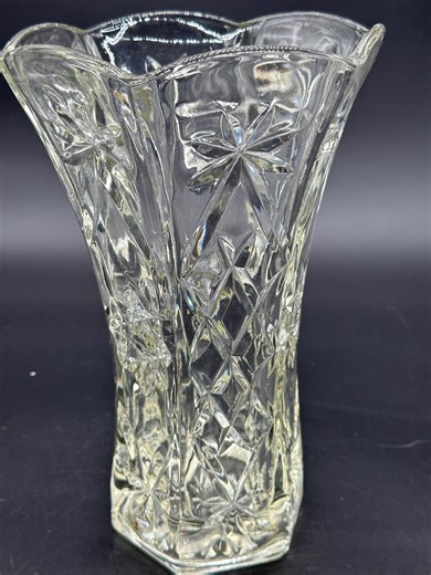 Vintage Anchor Hocking Star of David Vase Early American Prescut Clear 10" Tall - Etsy