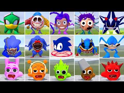 I PLAYED DEATHMATCH GAME WITH ALL SONIC TAPES FAMILY VS SPRUNKI MECHA TITAN in Garry's Mod!
