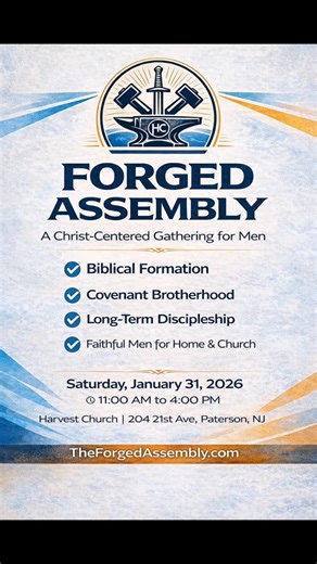 THIS IS NOT A CONFERENCE. THIS IS FORMATION. ⚔️🔥 Forged Assembly exists because men don’t need more hype — they need rooted formation. Not emotional moments. Not surface-level faith. Not isolation. But Scripture over noise. Brotherhood over loneliness. Endurance over shortcuts. 📖 “As iron sharpeneth iron, so a man sharpeneth the countenance of his friend.” — Proverbs 27:17 These images aren’t branding. They’re an invitation. 📍 Forged Assembly 2026 🗓 Saturday, January 31, 2026 ⏰ 11:00 AM – 4: