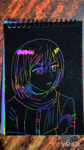 Drawing MIKASA on scratch note pad ✨|AOT/ATTACK ON TITAN #shorts #aot #fypシ #foryou @poorviart2.0