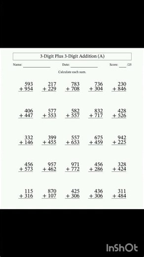 3 digit addition worksheet #trending #education #maths #addition #worksheet #3digit