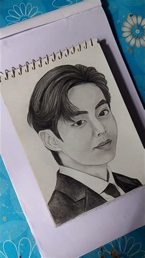 Drawing Kim Taehyung (V) – BTS Fan Art ✨#artshorts #mousomiart
