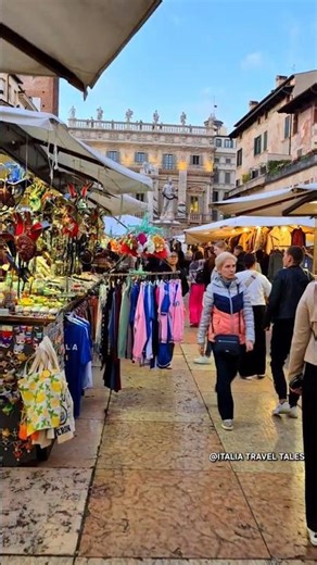 Street Market Afternoon in Piazza delle Erbe ☀️🛍️ Verona Italy ❤️🇮🇹 #italytravel #verona