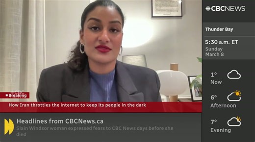 CBC Newsroom with Deana Sumanac- Johnson  CBCNEWS  March 8, 2026 5:30am-6:01am EDT