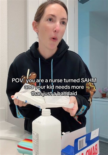 Nursing skills come in handy at home 🤍 #nurse #sahm #motherhood #relatablemom #momenough