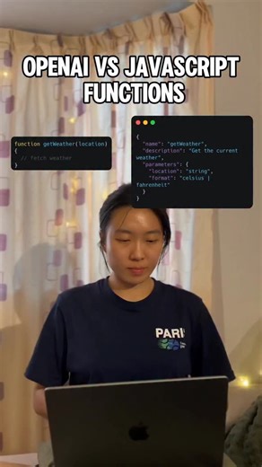 Sheary on Instagram: "Comparing JS function to OpenAI function Especially on the methods how to use, to call, to execute, to triggers #tech #startup #llm #ai #aistartup"