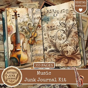 Vintage Christmas Music Junk Journal Kit, Music Junk Journal Pages, Junk Journal Printable, Music Paper, Christmas Junk Journal, Music Pages - Etsy
