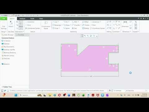 Part Module Startup: Profile importing and datum sketch application using extrude command.