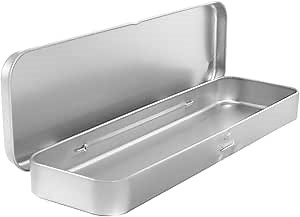 Tofficu Metal Pencil Case 8 X 2 Inches Frosted Iron Tinplate Single-Layer Rectangular Pen Box for School Desk Organizer and Art Supplies Storage