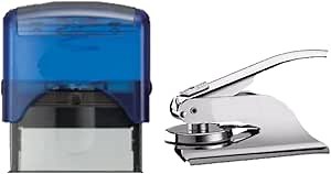 Maryland Notary Seal Embosser and Stamp Bundle | Hubco Blue S-845 Self Inking Notary Stamp and Silver Seal Embosser