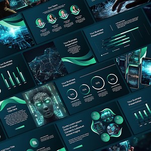 Futuristic Green Powerpoint Template | Modern Business Slides - Etsy