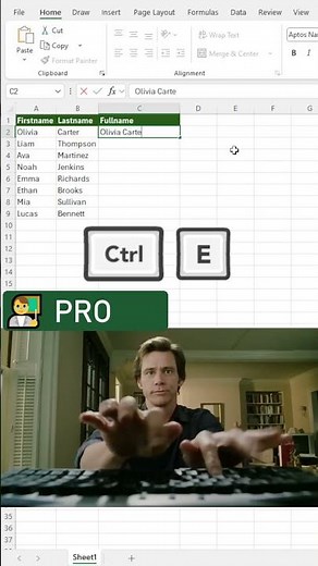 ❌ Combine first and last names in Excel faster! 🚀 #excel #spreadsheet #shorts